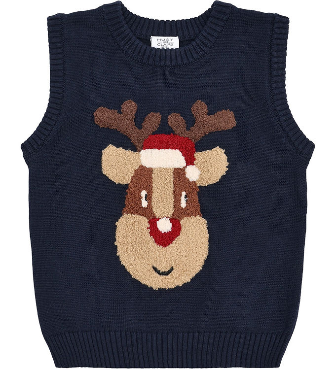 Hust and Claire Vest - Strik - HCPrinco Reindeer - More Navy