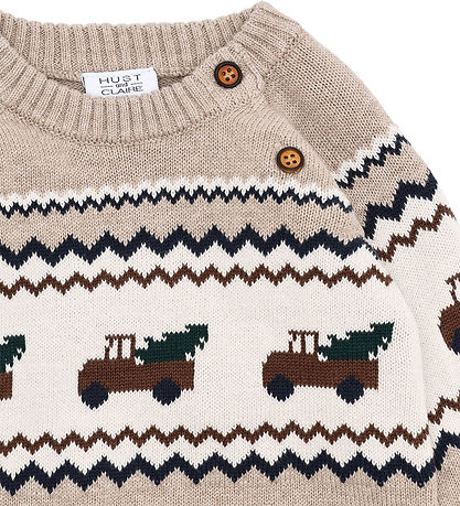 Hust and Claire Bluse - Strik - HCPerry - Beige Melange m. Lastb