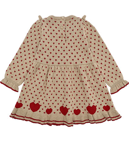 Hust and Claire Kjole - Strik - HCKarina - Biscuit/Rød m. Hjerte