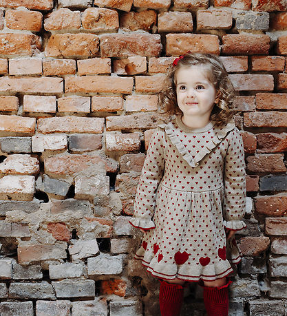 Hust and Claire Kjole - Strik - HCKarina - Biscuit/Rød m. Hjerte