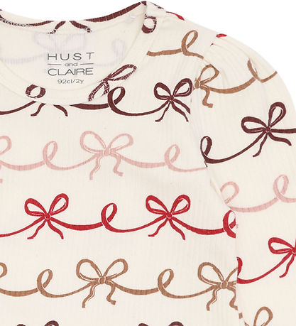 Hust and Claire Bluse - Rib - HCAmma - Sugar m. Sløjfer Hust and Claire Bluse - Rib - HCAmma - Sugar m. Sløjfer