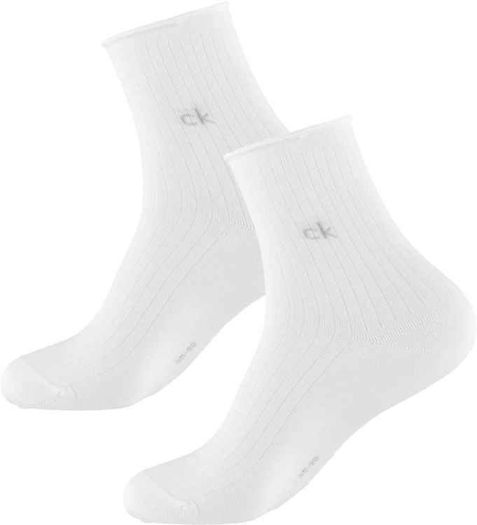 Calvin Klein Strømper 2P Short Sock Roll Top Hvid Str 35/38 Dame