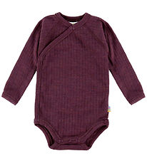 Joha Slå-om Body l/æ - Uld - Rib - Blomme Joha Slå-om Body l/æ - Uld - Rib - Blomme