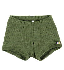Joha Boxershorts - Uld - Rib - Mørk Oliven Joha Boxershorts - Uld - Rib - Mørk Oliven