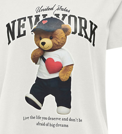 Kids Only T-shirt - KogLina - Bear O-Neck Top - Cloud Dancer/New Kids Only T-shirt - KogLina - Bear O-Neck Top - Cloud Dancer/New