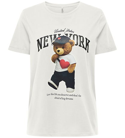 Kids Only T-shirt - KogLina - Bear O-Neck Top - Cloud Dancer/New Kids Only T-shirt - KogLina - Bear O-Neck Top - Cloud Dancer/New