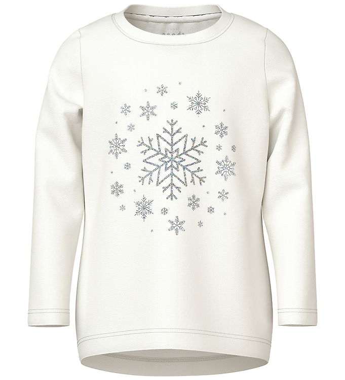 Name It Bluse - NmfViparty - Cloud Dancer/Snowflakes