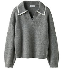 Name It Bluse - Polo Strik - NkfRikasa - Grey Melange Name It Bluse - Polo Strik - NkfRikasa - Grey Melange