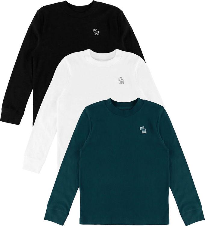 Abercrombie & Fitch Bluser - 3-pak - Koksgrå/Grøn/Hvid