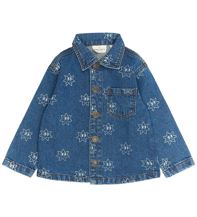 The New Siblings Denimjakke - TnstRipley - Medium Blue Denim AOP