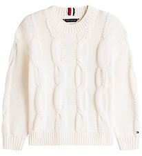 Tommy hilfiger Bluse Strik - Cable - Ivory Silk/White