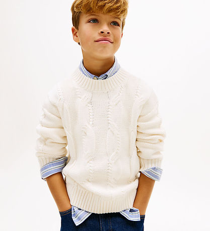 Tommy hilfiger Bluse Strik - Cable - Ivory Silk/White