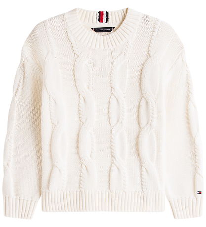 Tommy hilfiger Bluse Strik - Cable - Ivory Silk/White