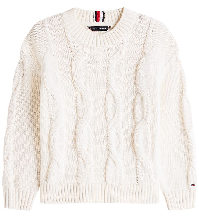 Tommy Hilfiger Bluse - Strik - Cable - Ivory Silk/White