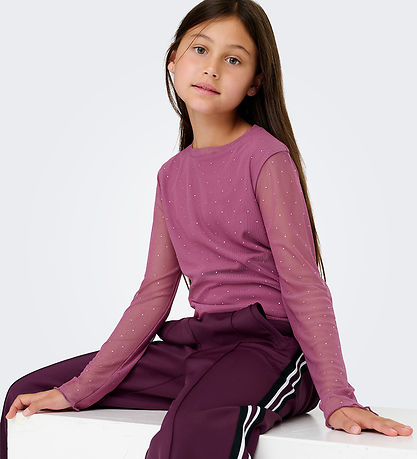 Kids Only Bluse - KogJada - Mesh - Rose Wine/Dtm Rhinestones Kids Only Bluse - KogJada - Mesh - Rose Wine/Dtm Rhinestones