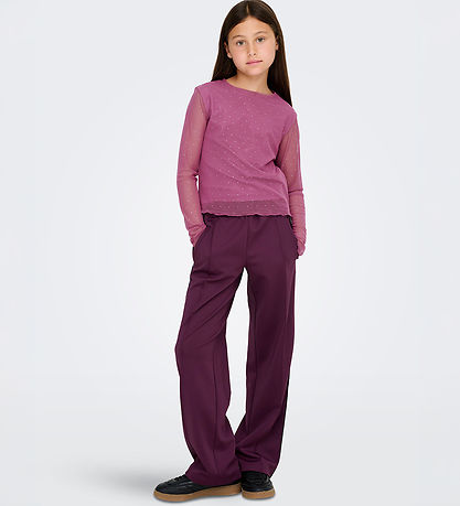 Kids Only Bluse - KogJada - Tyl - Rose Wine/Dtm Rhinestones