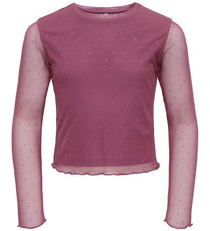 Kids Only Bluse - KogJada - Mesh - Rose Wine/Dtm Rhinestones Kids Only Bluse - KogJada - Mesh - Rose Wine/Dtm Rhinestones
