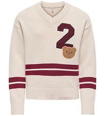 Kids Only Bluse - Strik - KogJanny - Birch/Badge/Cabernet