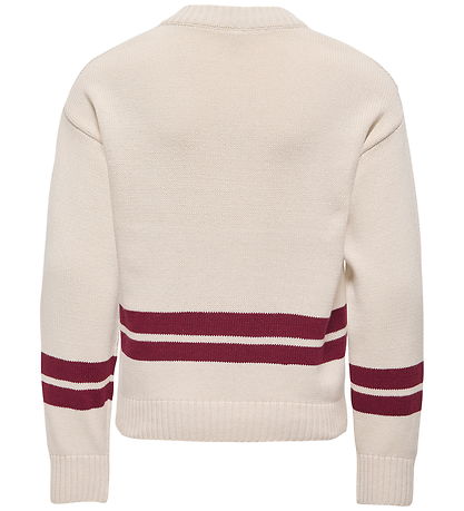 Kids Only Bluse - Strik - KogJanny - Birch/Badge/Cabernet