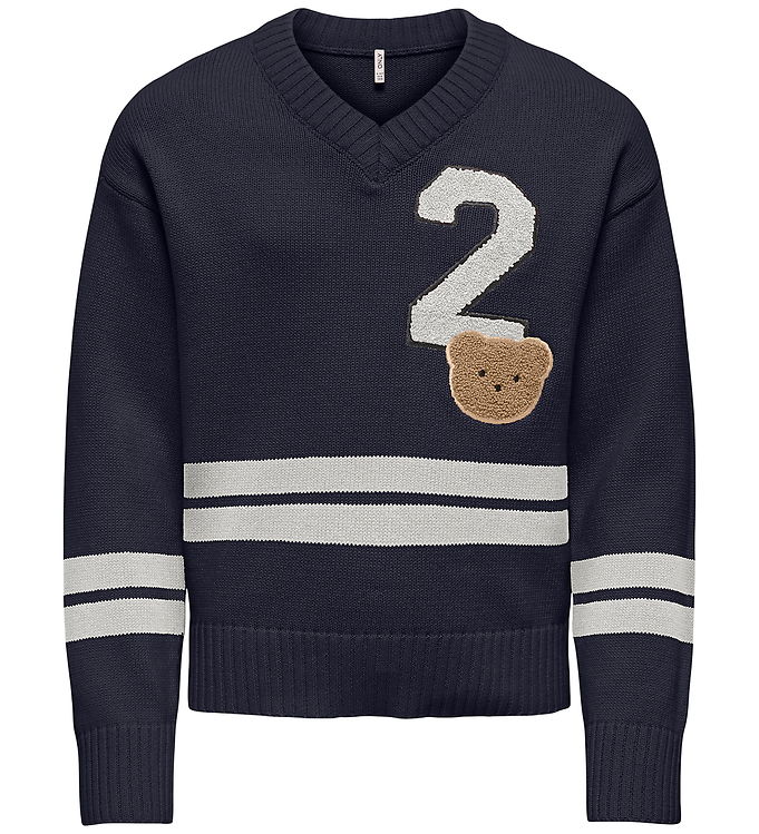 Kids Only Bluse - Strik - KogJanny - Night Sky/Badge/Cloud Dance