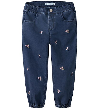 Name It Jeans - NmfRose - Dark Blue Denim/Flower Emb Name It Jeans - NmfRose - Dark Blue Denim/Flower Emb