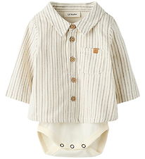 Lil Atelier Skjortebody l/æ - NbmFelixo - Turtledove/Sepia Tint