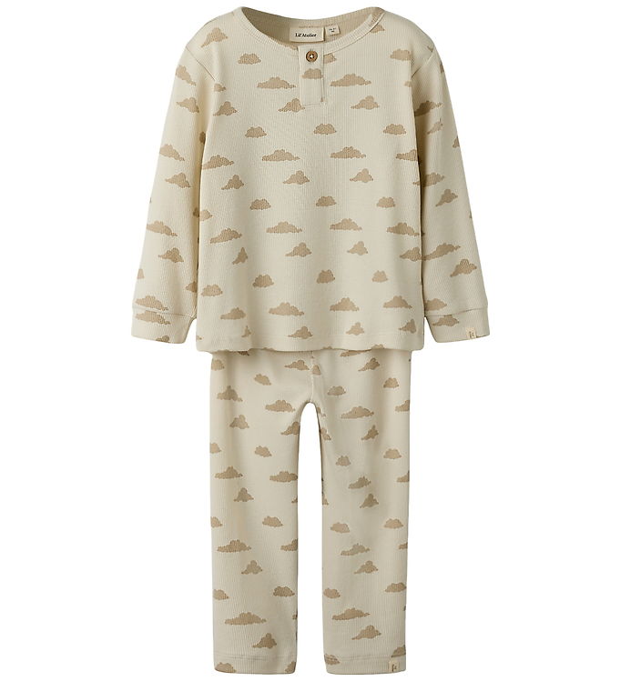 Lil' Atelier Pyjamas Turtledove Med Sky Print - Str. 6y 116cm