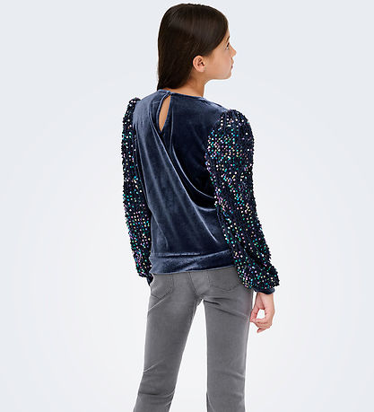Kids Only Bluse - KogConfidence - Velour/Palietter - Naval Acade
