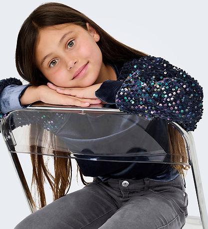 Kids Only Bluse - KogConfidence - Velour/Palietter - Naval Acade Kids Only Bluse - KogConfidence - Velour/Palietter - Naval Acade