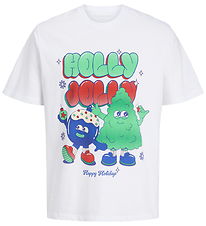 Jack & Jones T-shirt - JorHoliday Cartoon - Bright White/Holly Jack & Jones T-shirt - JorHoliday Cartoon - Bright White/Holly