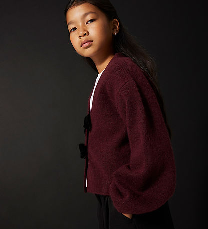 Name It Cardigan - Strik - NkfRina - Burgundy/BLACK BOW Name It Cardigan - Strik - NkfRina - Burgundy/BLACK BOW