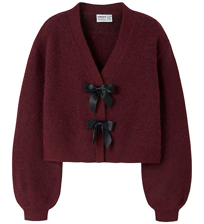 Name It Cardigan - Strik - NkfRina - Burgundy/BLACK BOW Name It Cardigan - Strik - NkfRina - Burgundy/BLACK BOW