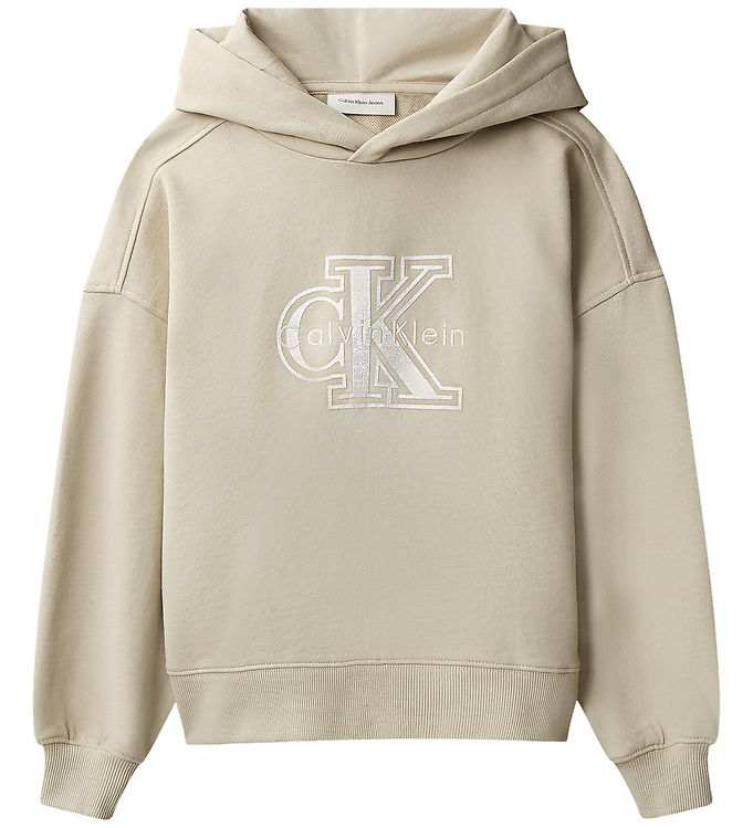 Calvin Klein Hættetrøje - Velvet Monologo - Ancient Marble Grey