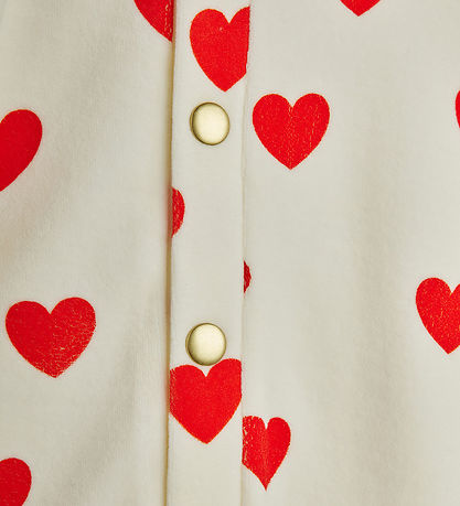 Mini Rodini Heldragt - Velour - Hearts - Hvid