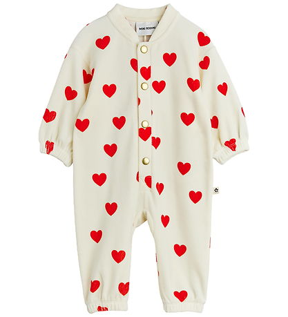 Mini Rodini Heldragt - Velour - Hearts - Hvid