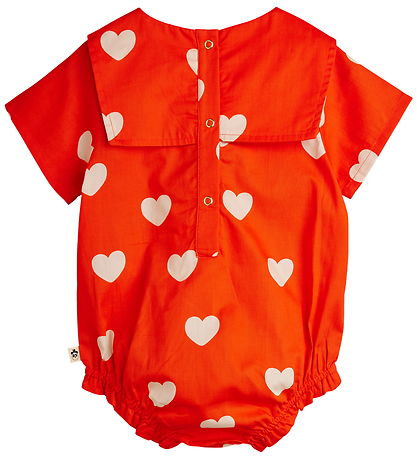 Mini Rodini Summer Romper - Hearts - Red Mini Rodini Summer Romper - Hearts - Red