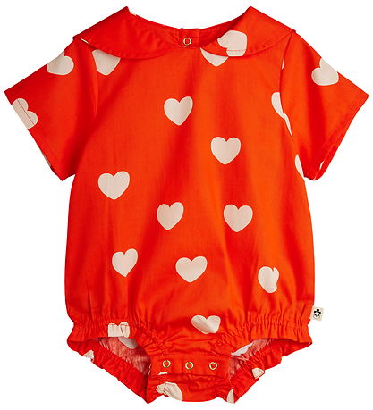 Mini Rodini Summer Romper - Hearts - Red Mini Rodini Summer Romper - Hearts - Red