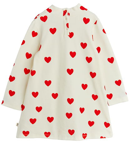 Mini Rodini Kjole - Velour - Hearts - Hvid