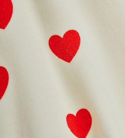 Mini Rodini Kjole - Velour - Hearts - Hvid