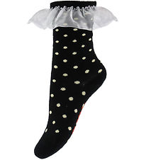 Mini Rodini Strømper - Polka Dot Frill - Sort Mini Rodini Strømper - Polka Dot Frill - Sort