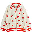 Mini Rodini Cardigan - Velour - Hearts - Hvid Mini Rodini Cardigan - Velour - Hearts - Hvid