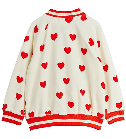 Mini Rodini Cardigan - Velour - Hearts - Hvid Mini Rodini Cardigan - Velour - Hearts - Hvid