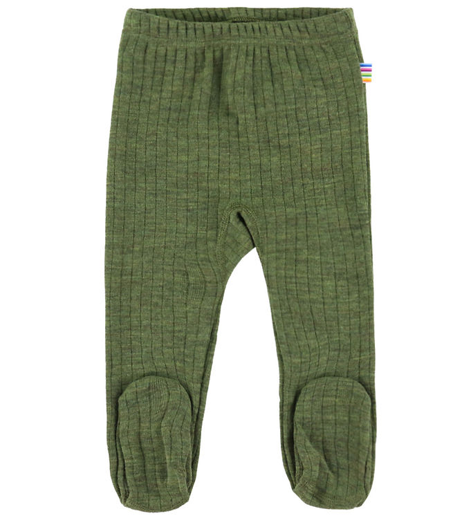 Joha Leggings m. Fødder - Uld - Rib - Mørk Oliven