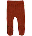 Joha Leggings w. Feet - Wool - Rib - Rust