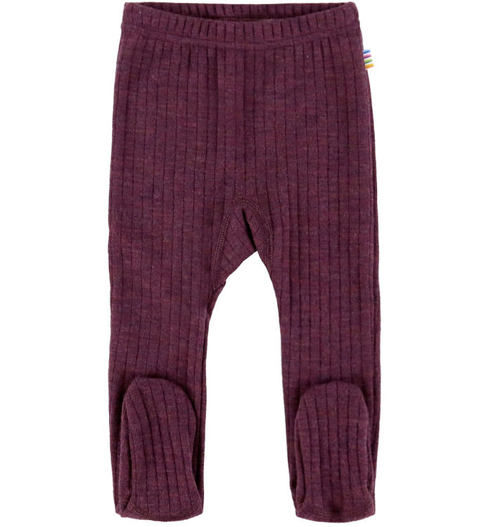 Joha Leggings med Fødder Uld Rib - Blomme