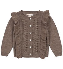 Konges Sløjd Cardigan - Uld - Strik - Fiol Frill - Brunmeleret Konges Sløjd Cardigan - Uld - Strik - Fiol Frill - Brunmeleret