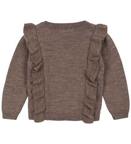 Konges Sløjd Cardigan - Uld - Strik - Fiol Frill - Brunmeleret Konges Sløjd Cardigan - Uld - Strik - Fiol Frill - Brunmeleret