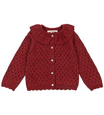 Konges Sløjd Cardigan - Strik - Red Dahlia m. Hulmønster Konges Sløjd Cardigan - Strik - Red Dahlia m. Hulmønster