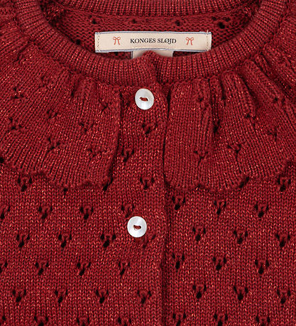 Konges Sløjd Cardigan - Strik - Red Dahlia m. Hulmønster Konges Sløjd Cardigan - Strik - Red Dahlia m. Hulmønster