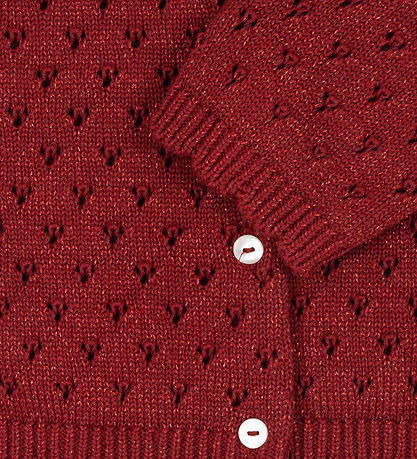 Konges Sløjd Cardigan - Strik - Red Dahlia m. Hulmønster Konges Sløjd Cardigan - Strik - Red Dahlia m. Hulmønster